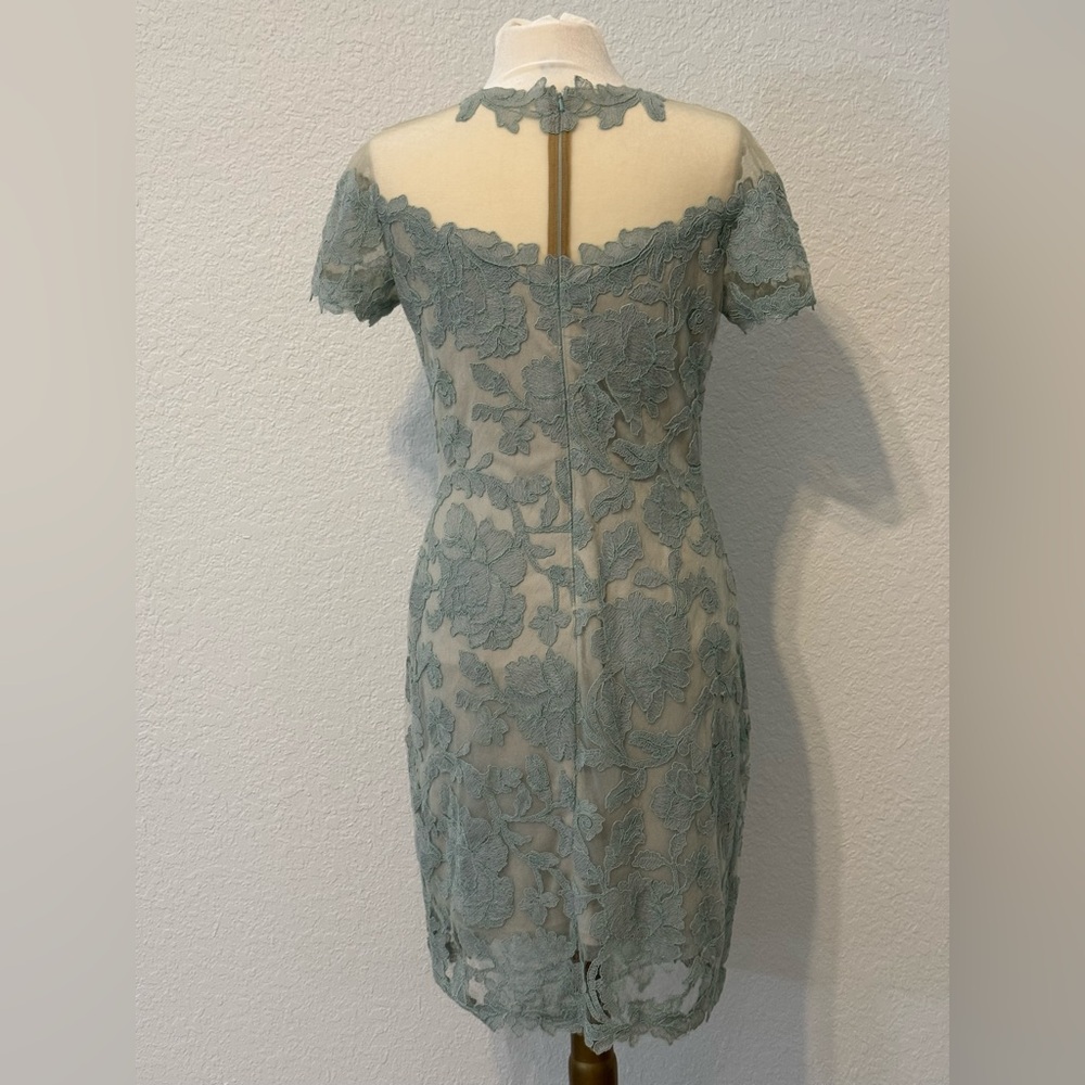 NEW Tadashi Shoji HEDY OFF-THE-SHOULDER ILLUSION DRESS Light Green Size 10 $349 - Picture 9 of 12